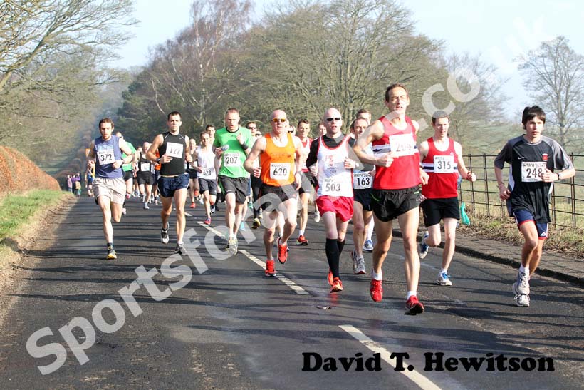Soon after the start of the Run northumberland Half Marathon.